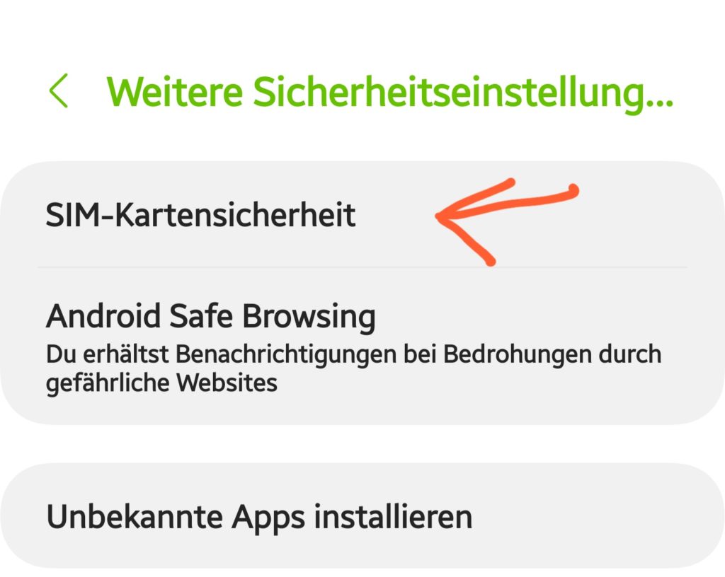 SIM-Kartensicherheit Weitere Einstellungen