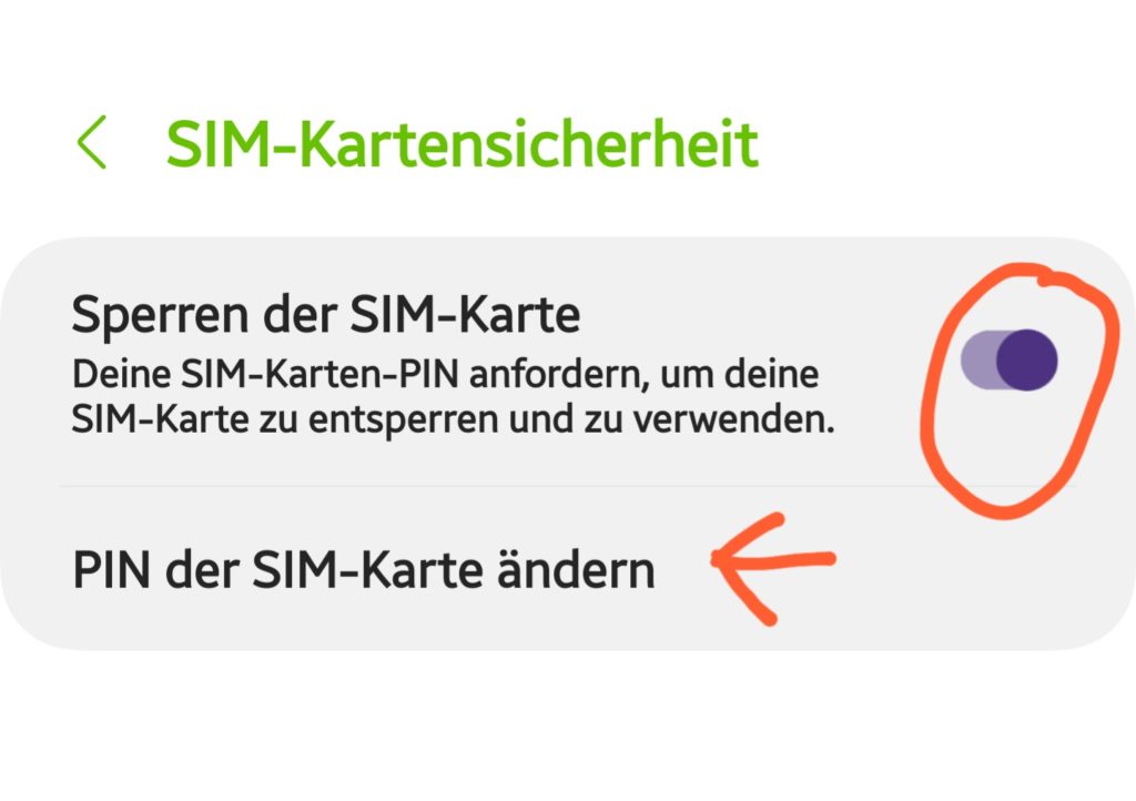 Sim Pin ändern und ein und ausschalten