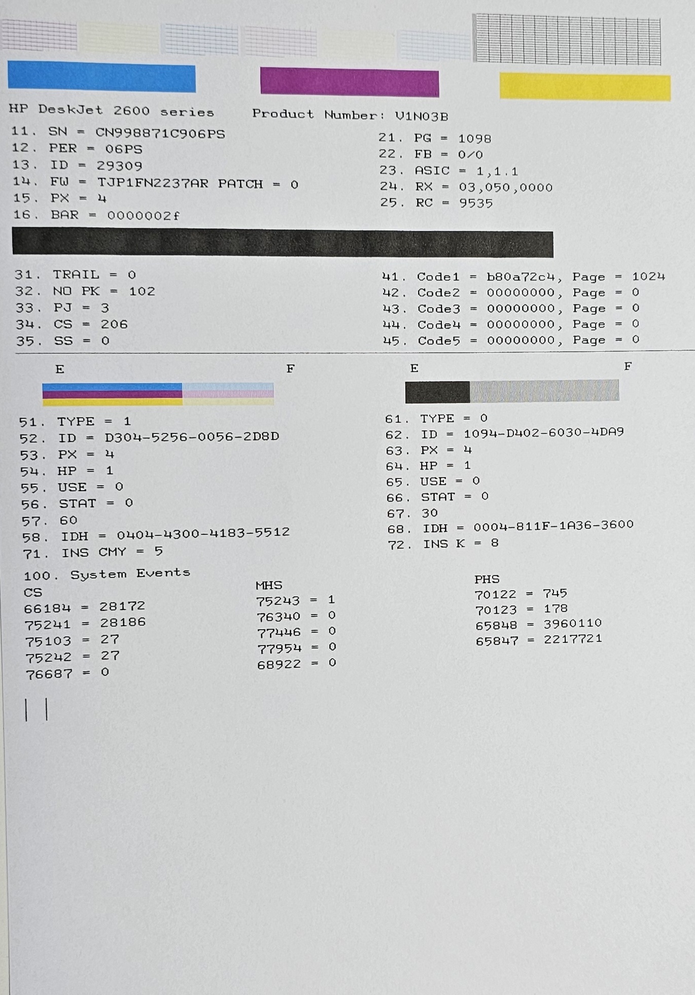 Deskjet 2630 Statusseite