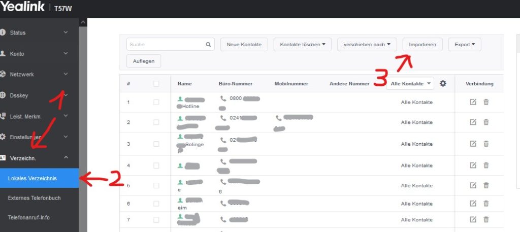 Yealink T57W Telefonbuch aus FritzBox importieren